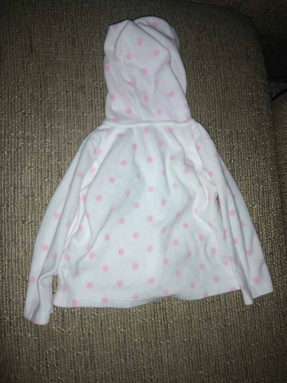 Carter's Hoodie Monkey Fleece 24 Months Polka Dot Pink White Girls EUC Zipper